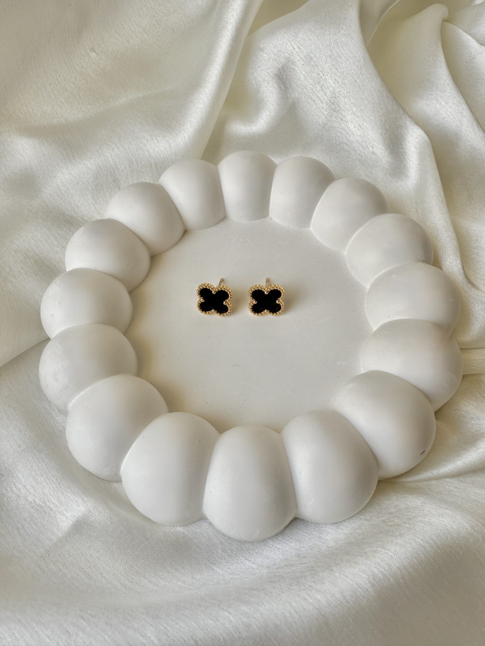 Noir Clover Studs