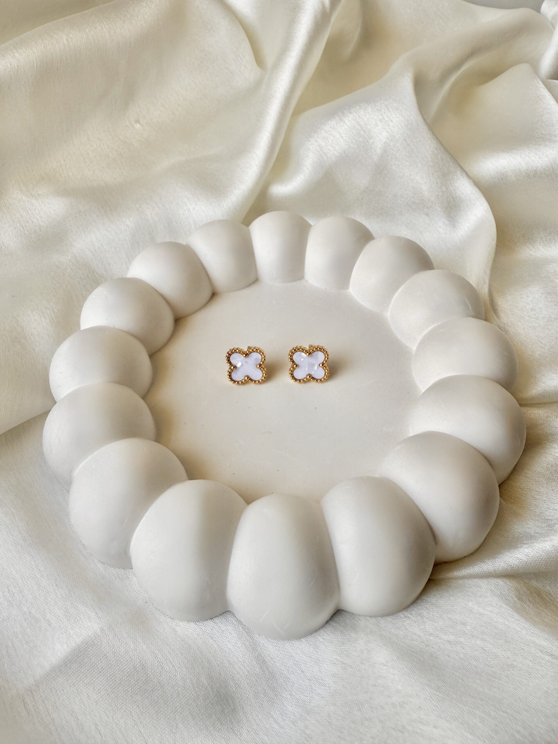 Ivory Clover Studs