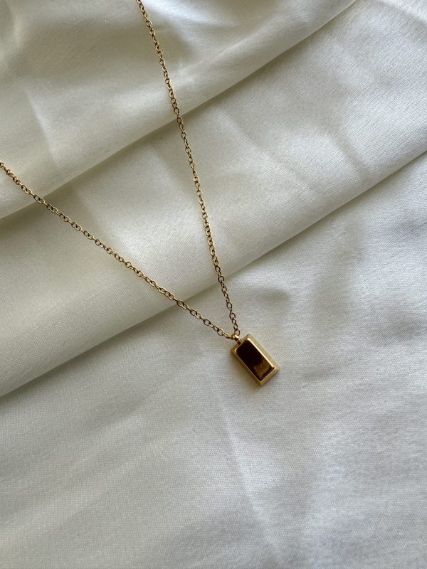Amber Tile Necklace — 18K gold plated necklace by EverAura Jewels