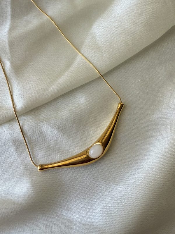 Ivory Arc Necklace — 18K gold plated necklace by EverAura Jewels