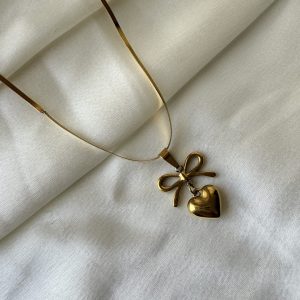 Bow Heart Necklace