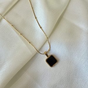 Onyx Square Necklace
