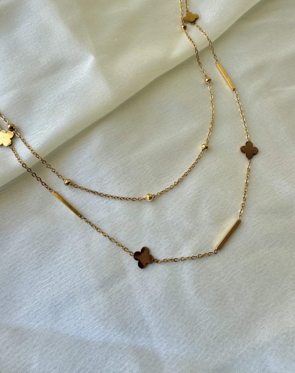 Clover Layer Necklace — 18K gold plated necklace by EverAura Jewels