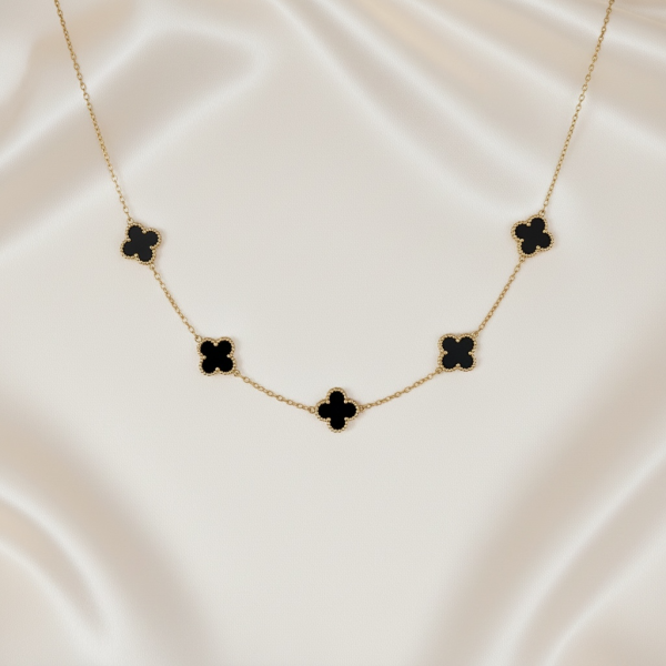 Black Clover Necklace — 18K gold plated necklace by EverAura Jewels