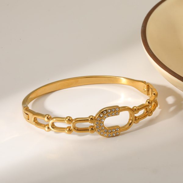 Open Arc Bracelet — 18K gold plated kada bracelet by EverAura Jewels