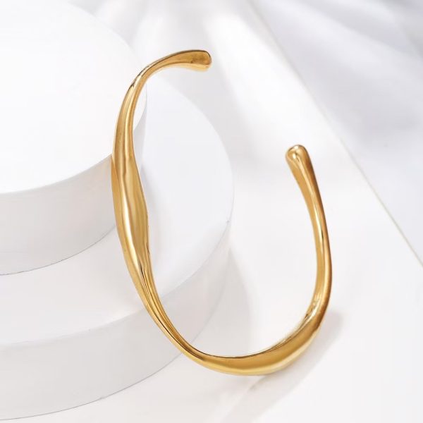 Hammered Glow Bracelet — 18K gold plated kada bracelet by EverAura Jewels