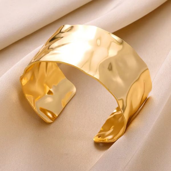 Molten Mirage Bracelet — 18K gold plated kada bracelet by EverAura Jewels