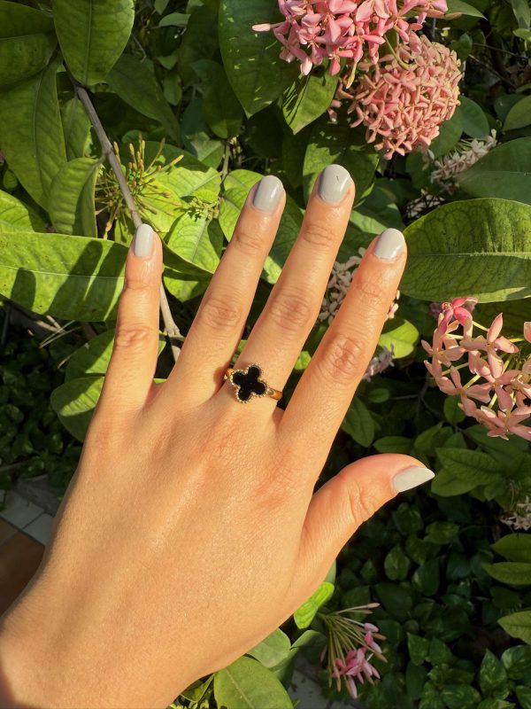 Black Clover Ring — 18K gold plated ring by EverAura Jewels