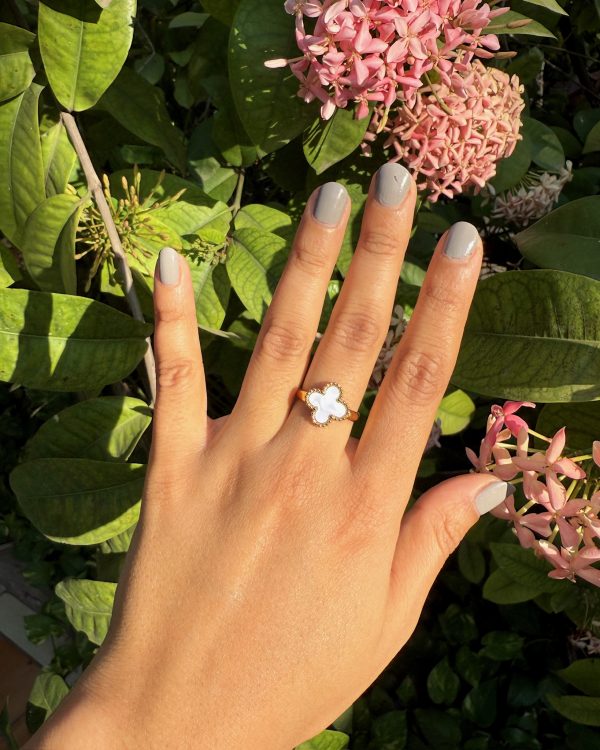 Ivory Clover Ring — 18K gold plated ring by EverAura Jewels
