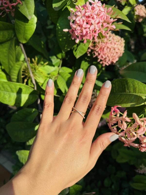 Crossline Spark Ring — 18K gold plated ring by EverAura Jewels