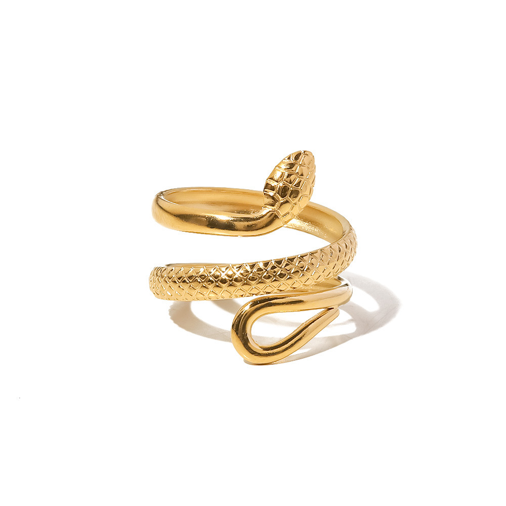 Serpent Wrap Ring — 18K gold plated ring by EverAura Jewels — view 2