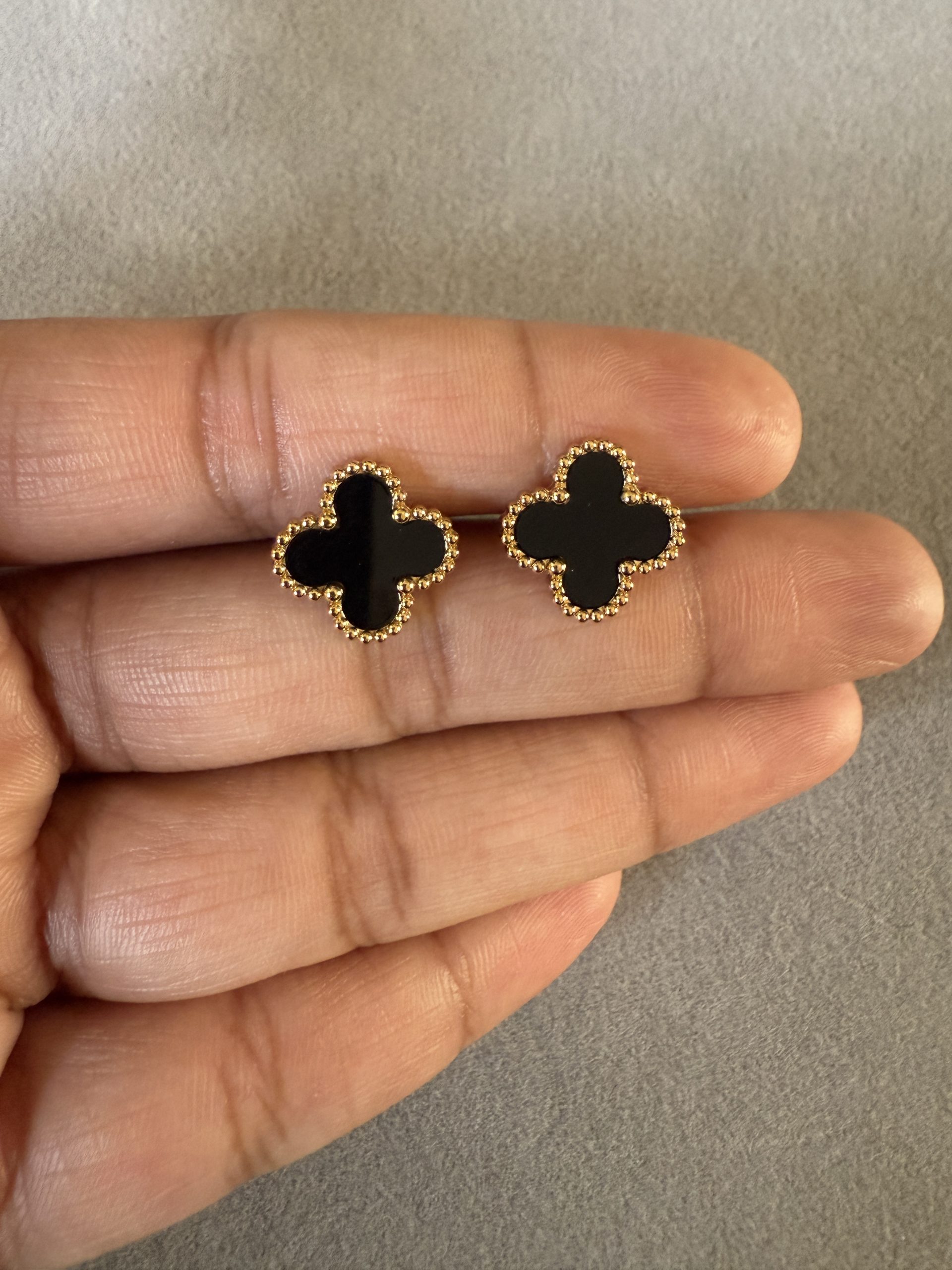 Noir Clover Studs